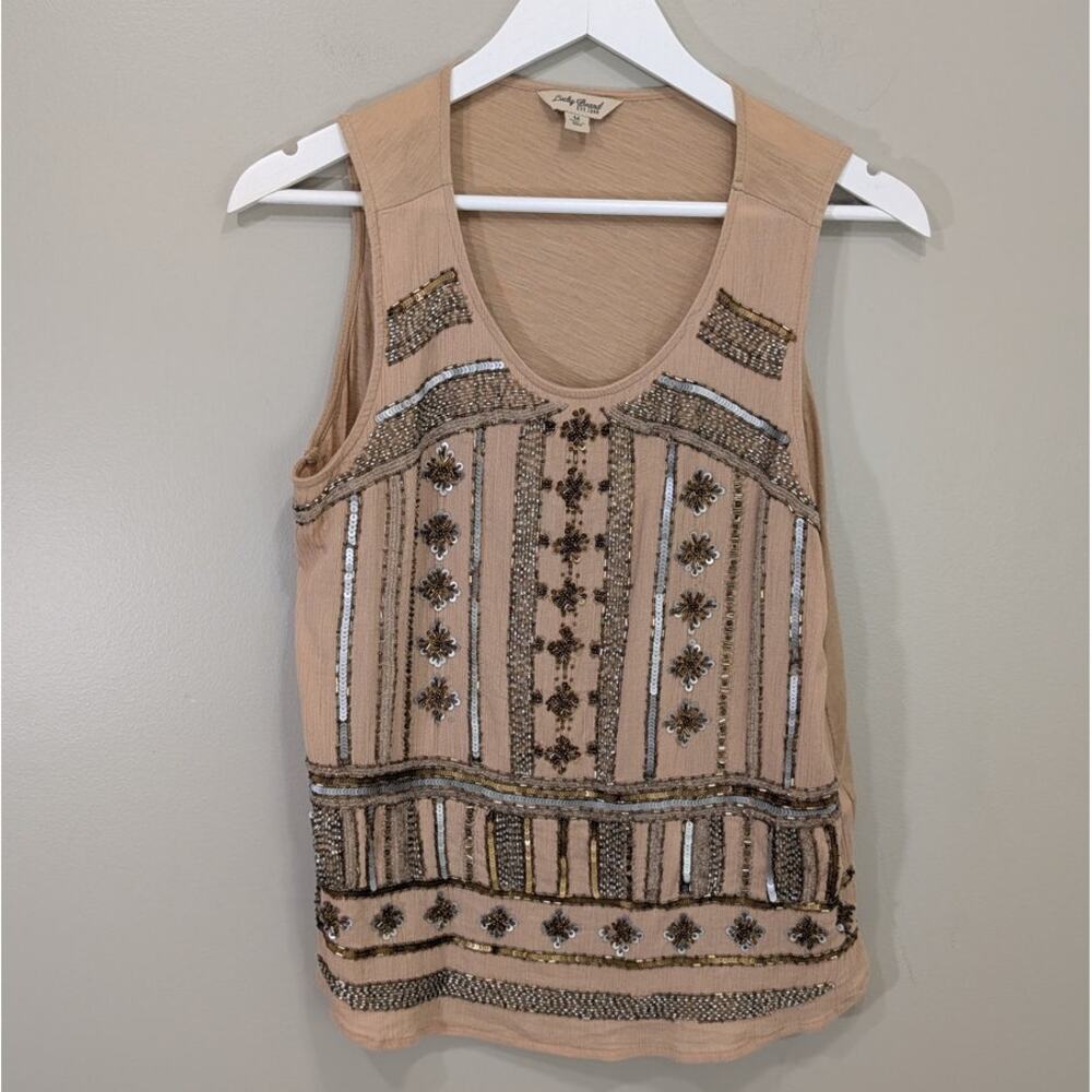 Lucky Brand Tank Top Boho Chic Bohemian Festival Peasant Tribal Earthy - Size M